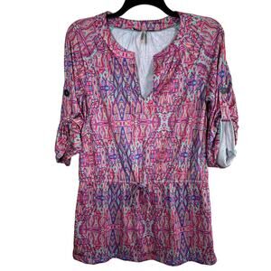 Nanette Lepore Swim Cover Up Women's Small‎ Multicolor Geometric Tunic Dress